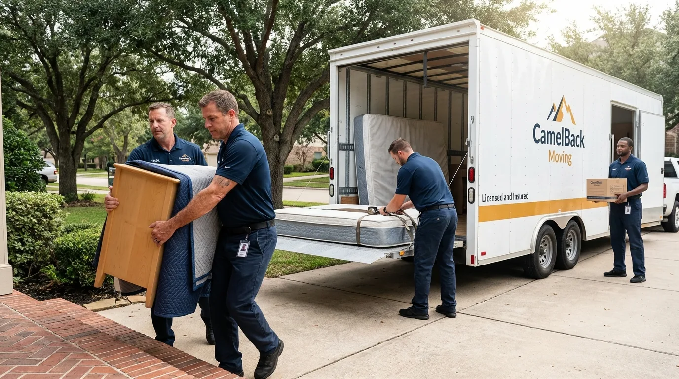Crew loading residential truck for cross-state move from Hugo, CO