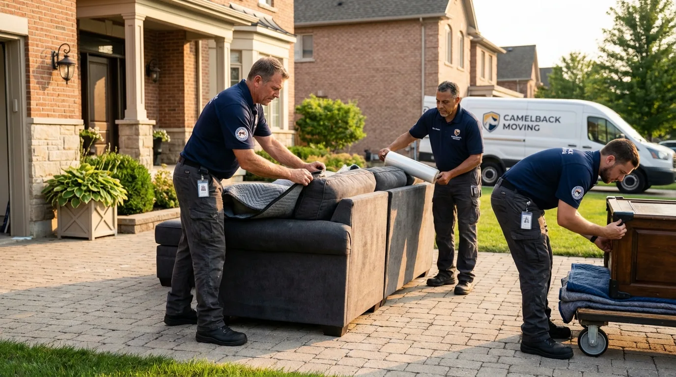 Large estate moving crew wrapping furniture in Hugo, CO